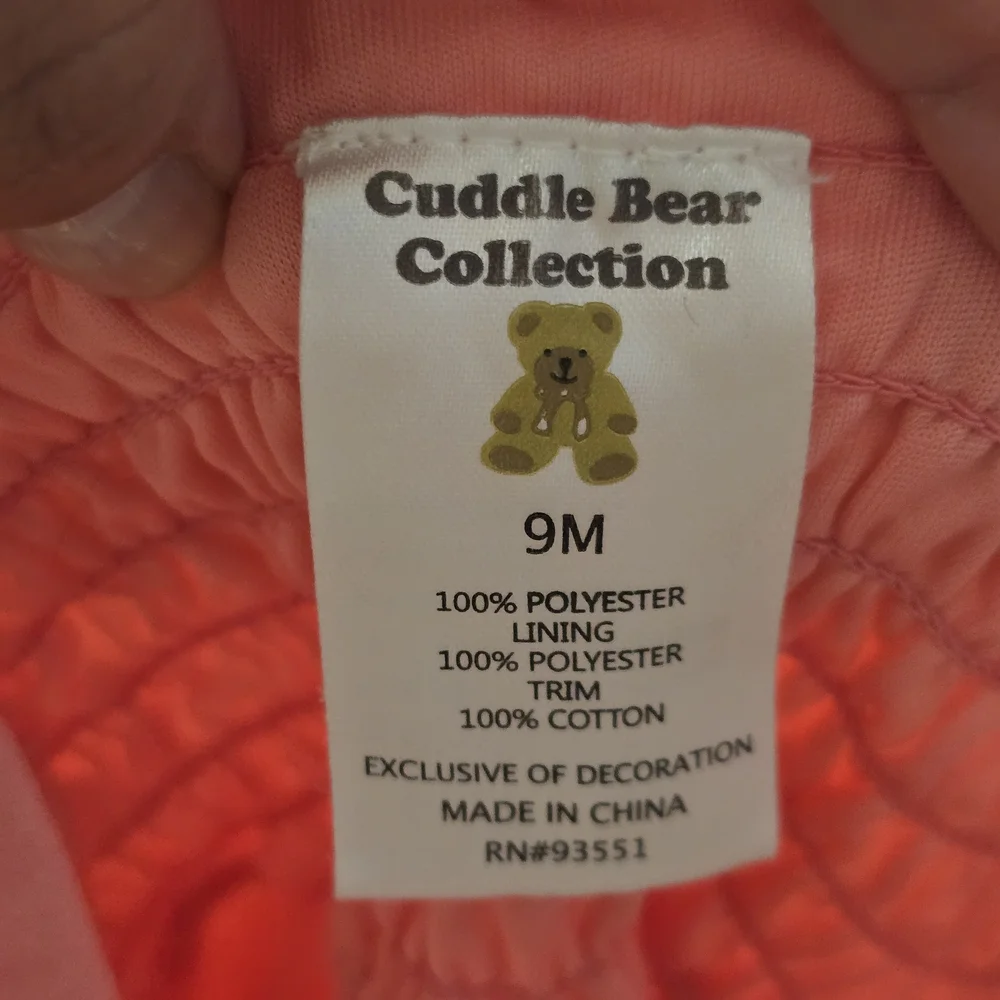 Coral Pink Baby Girl Romper with Flower Accent - Picture 3 of 3